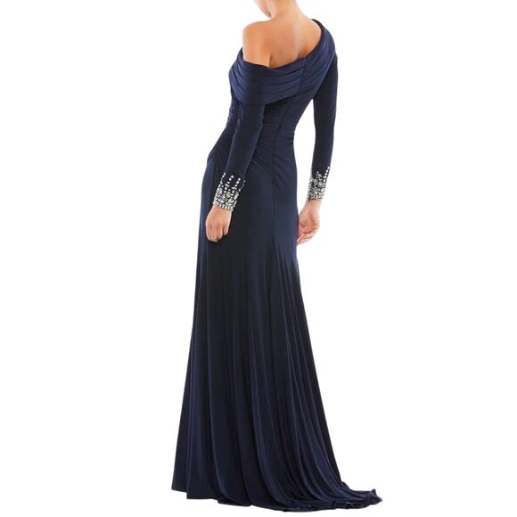 MAC DUGGAL 12231 Beaded Cuff Drop Shoulder Faux Wrap Gown, Size 4, New with Tag - Picture 6 of 16
